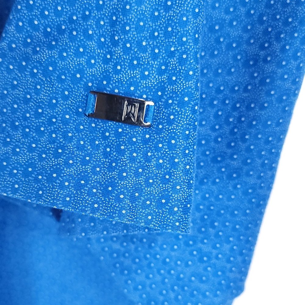 Tiger Woods Polo Shirt Men's XXL Blue White Geometric Polka Dot Short Sleeve - Picture 4 of 9
